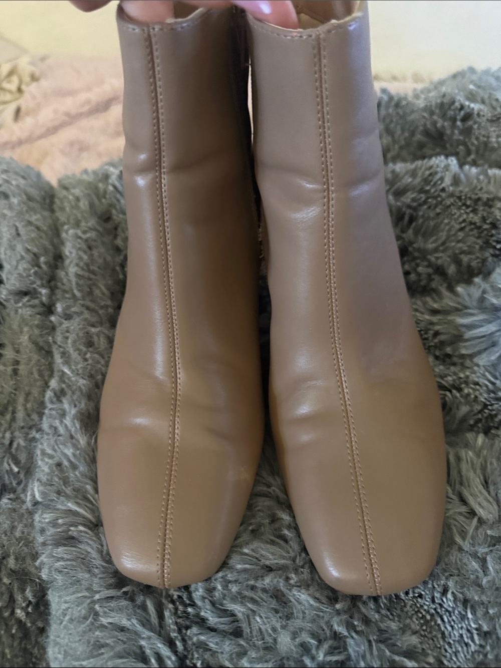Journee Collection Tan Square-Toe Ankle Booties pre own